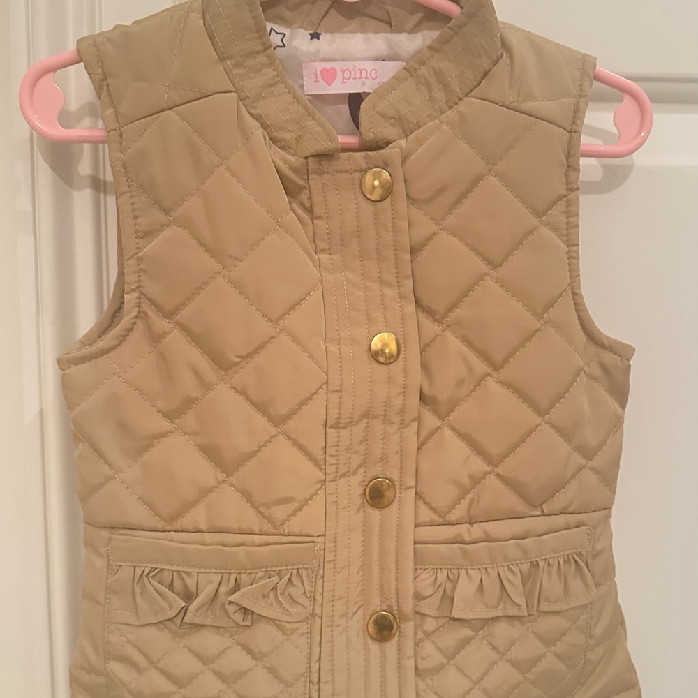 Tan Quilted Kids Vest by I Heart Pinc